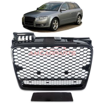 Upgrade "Plus" Sportgrill / Kühlergrill für Audi A4 B7 8E 04-07 Hochglanz Schwarz i