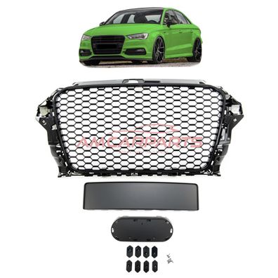 Upgrade Sportgrill / Kühlergrill für Audi A3 8V Vor-Facelift 12-16 Hochglanz Schwar