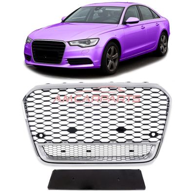 Upgrade "Plus" Sportgrill / Kühlergrill für Audi A6 C7 4G 11-14 Hochglanz Schwarz