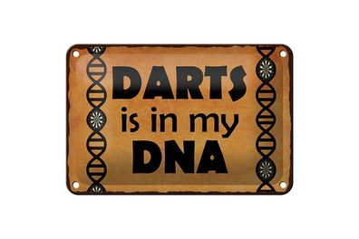Blechschild Darts is in my DNA, 3 vers Größen, Spruch Hobby