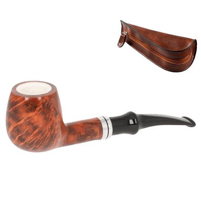 Angelo Pfeife mit Meerschaumeinsatz, leicht gebogen, braun