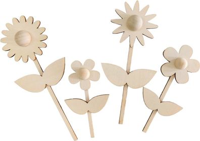 Bastelset Holzblumen, 4er Set