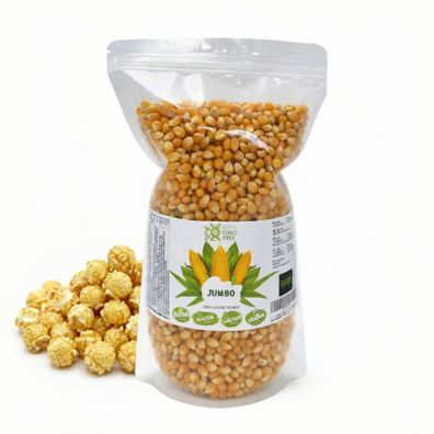 Hopser Funfood Jumbo Popcornmais 1kg GMO-frei Runde Flocke Popvolumen 1:32