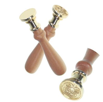 CMI Siegelstempel graviert / Drachenkopf mit Holzgriff