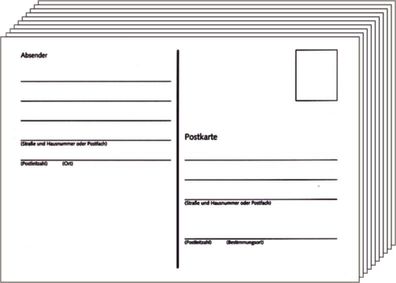 PVP Postkarten A 6 blanco - 10er Block , geleimt