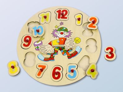 MWH Uhr Holz-Puzzle Uhr " Clown "