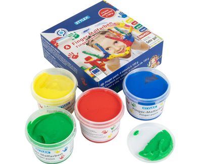 STY Finger- Malfarben 4er Set - 4 x 100 g / Becher