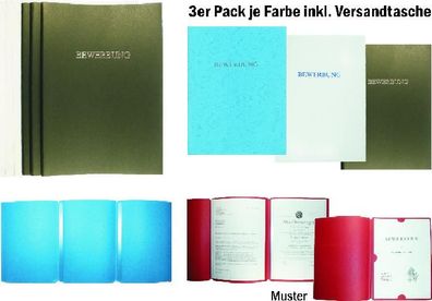 CMI Bewerbungsmappen 3 teilig 3er Pack weiß