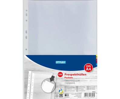 STY Prospekthüllen PP A4 genarbt 100er Pack