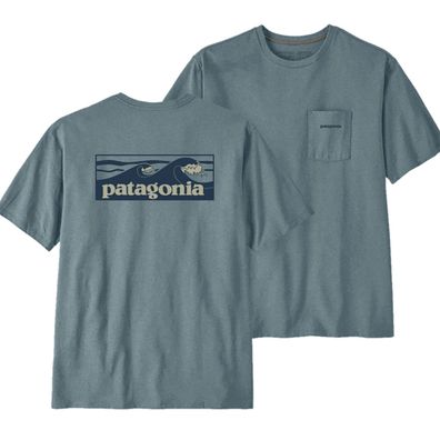 Patagonia T-Shirt Boardshort Logo Pocket Responsibili-Tee blue sage