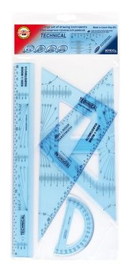 KOH Geometrie - Set 4 Teile 30 cm Lineal Technik transp Blau