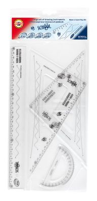 KOH Geometrie - Set 4 Teile 30 cm Lineal SCHOOL transp