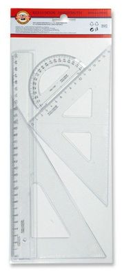 KOH Geometrie - Set 4 Teile 30 cm Lineal groß transp