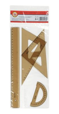 KOH Geometrie - Set 4 Teile 30 cm Lineal transp Braun