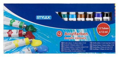 STY Acrylfarben 12er Set 12 ml / Tuben matt