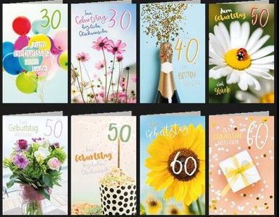 SKOR Geburtstagskarten Zahl 30 ... 90 1St