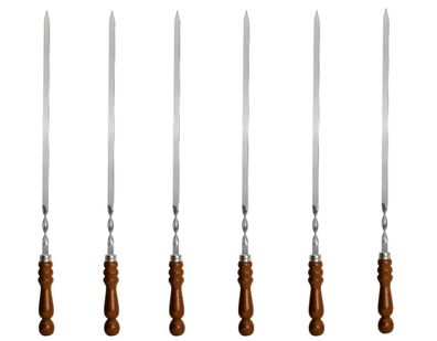 6 x Grillspießen mit Holzgriff - 60 cm Schaschlikspieße Edelstahl Grillspieß BBQ