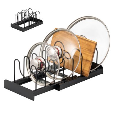 eluno Topfdeckel und Pfannenhalter aus schwarzem Metall