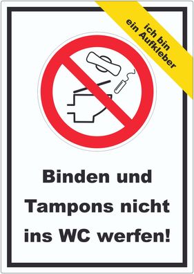 ID001 Keine Binden und Tampons ins WC werfen Aufkleber
