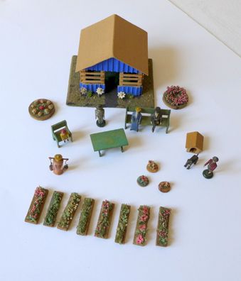 Kleingarten Schrebergarten Modell Holz Figuren Erzgebirge Eisenbahn