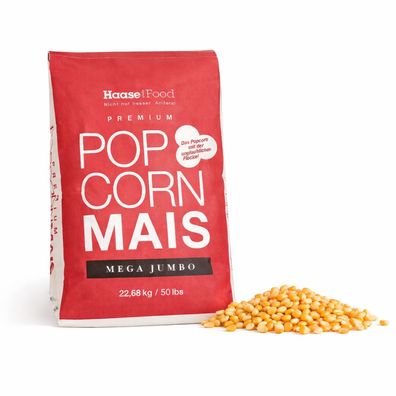 Haase Food Mega Jumbo Popcornmais 22,68kg – Extra große Körner