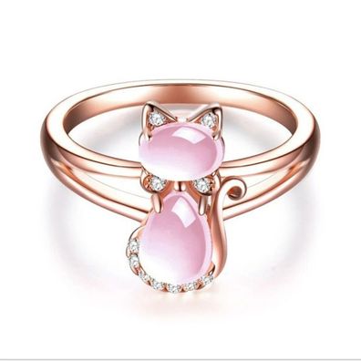 Damen Ring/Katzen Ring/ Rose Gold Plated/ Größe 57 (KR2502261)