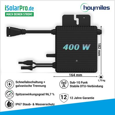 400W Hoymiles Mikro Wechselrichter HMS-400-1T ohne WiFi Inverter SolarBalkonkraftwerk
