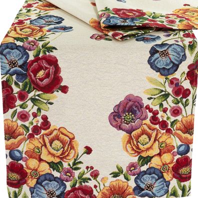 Tischläufer Gobelin 45x140 Tischdecke Made in Germany Sandner Blumenbouquet
