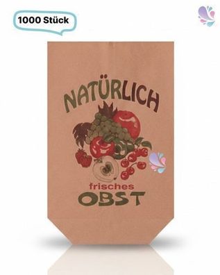 Obstbodenbeutel aus braunem Natronmischpapier mit Neutralmotiv – 1,0 kg, 1,5 kg oder