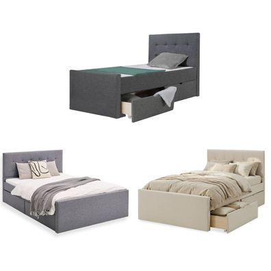 Polsterbett Doppelbett Stoffbett Grau Bettgestell 90 120 140 x200 cm Lattenrost
