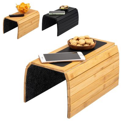 eluno Armlehnen Sofatablett aus Bambus mit rutschfester Silikonablage