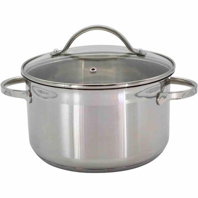 Krüger Fleischtopf "Ohio" Edelstahl 24 cm 5,5 l, Glasdeckel