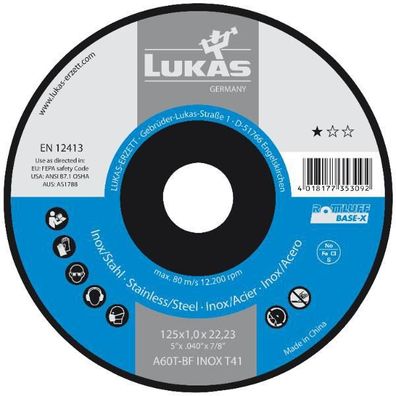 Lukas Trennscheibe Base-X* gerade Form 125x1.0x22 23mm