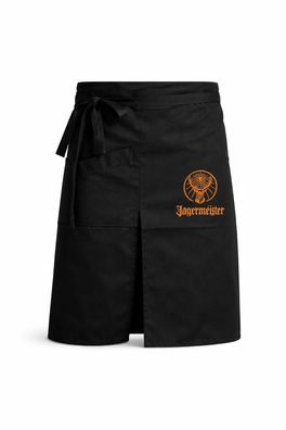Jägermeister Kellnerschürze Schwarz – Barschürze mit Frontschlitz & Tasche – ca