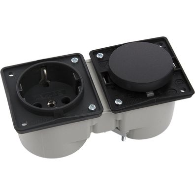 Berker Integro Schalter schwarz matt + Steckdose schwarz ohne Rahmen ()