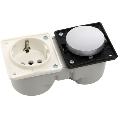 Berker Integro Schalter chrom matt + Steckdose polarweiß ohne Rahmen ()