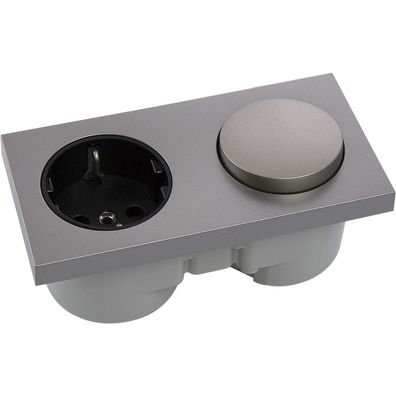 Berker Integro Pure Schalter Edelstahl Effekt + Steckdose schwarz ()