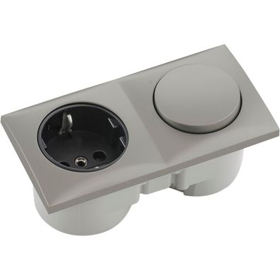 Berker Integro Flow Schalter Edelstahl Effekt + Steckdose schwarz ()