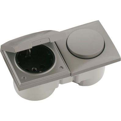 Berker Integro Flow Schalter/Deckel Edelstahl Effekt + Steckdose schwarz ()