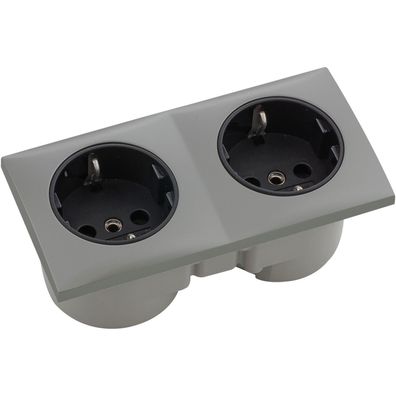 Berker Integro Flow Doppelsteckdose Edelstahl Effekt Steckdose schwarz ()