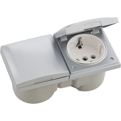 Berker Integro Flow Doppelsteckdose Deckel chrom matt Steckdose weiß ()