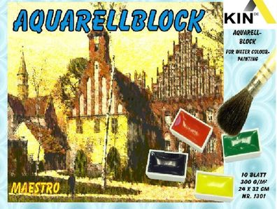CMI Aquarell- Malblock " KIN DE " 24 x 32 cm 300 g/m² 10 Bl
