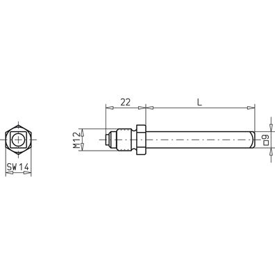 ECO Wechselstift für Stangengriff 130mm Vierkant 9mm Stahl verzinkt