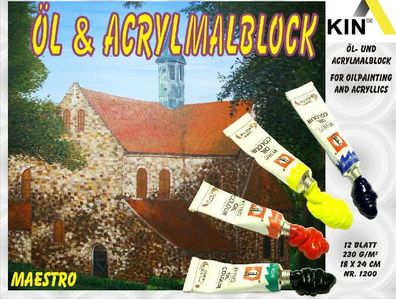 CMI Öl & Acryl- Malblock "KIN DE" 24 x 32 cm 230 g/m² 12 Bl