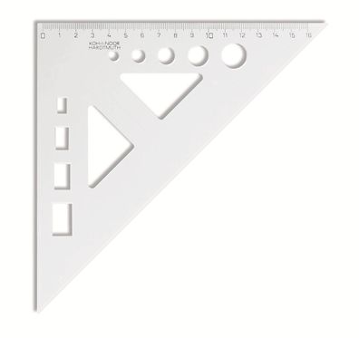 KOH Dreieck Plast 45° 16 cm Lineal u 9 Ausschnitte