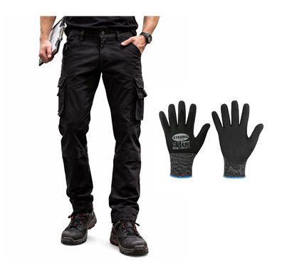 Stretch Arbeitshose Herren Cargohose 44-64 schwarz Arbeitshose Montagehose