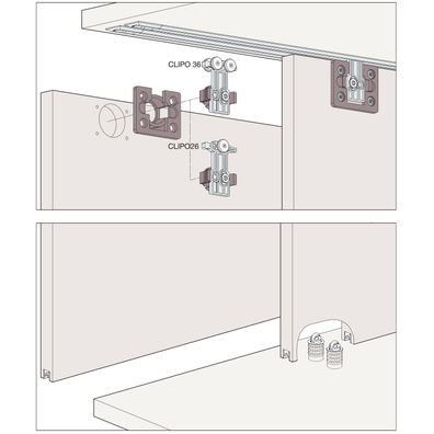 Hawa Clipo 26 H IS Schiebetürbeschlag Innenfront 2-türig ()