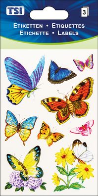 TSI Sticker Schmucketiketten "Schmetterling" 3 Bögen 8x12cm