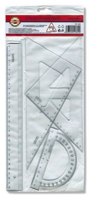 KOH Geometrie - Set 4 Teile 30 cm Lineal Linkshänder transp