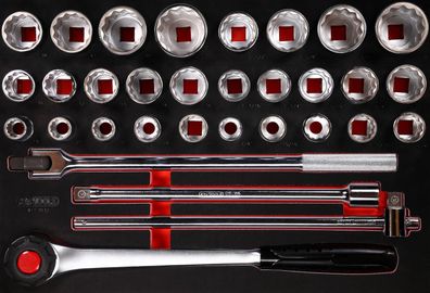 KS TOOLS 3/4" Steckschlüssel-Satz in Schaumstoffeinlage, 32-tlg